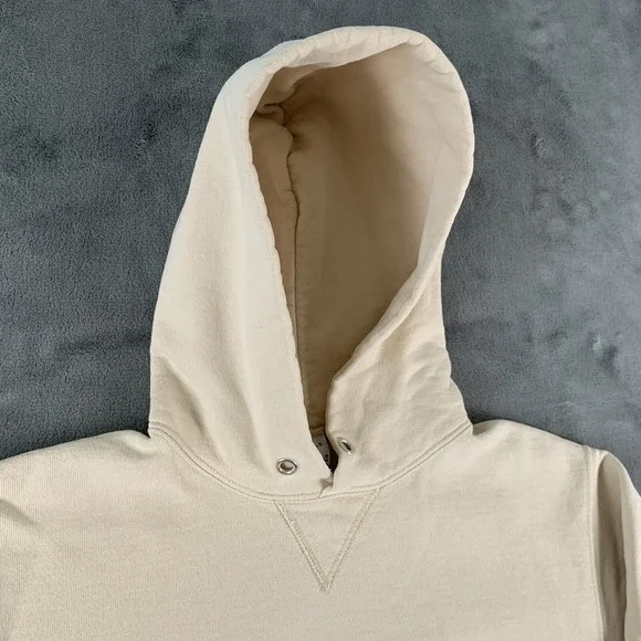 Vintage 90s Champion Hoodie Sweatshirt Pullover Beige M USA Spell Out Rare Color - Picture 6 of 10
